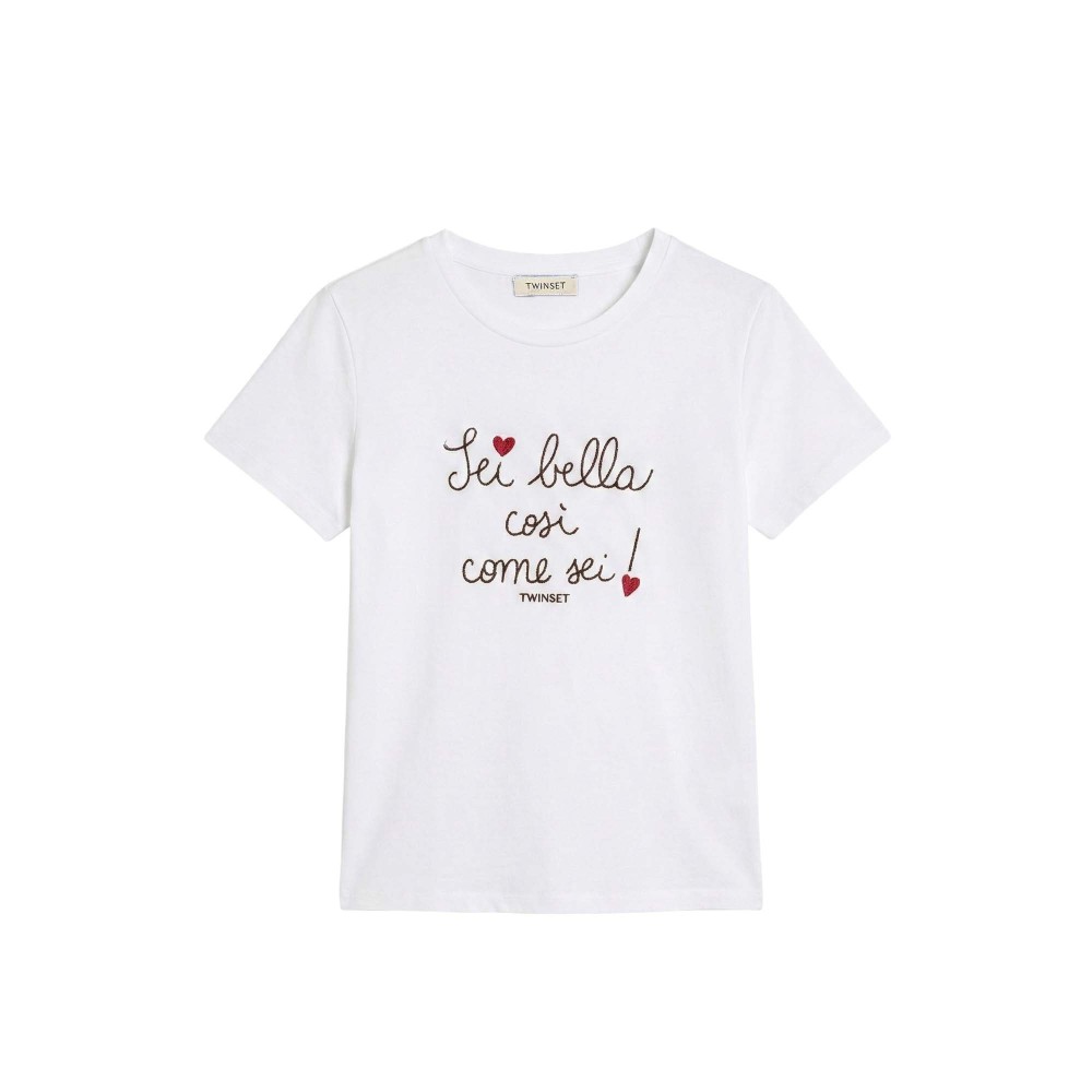 TWIN-SET T-shirt bianca con...