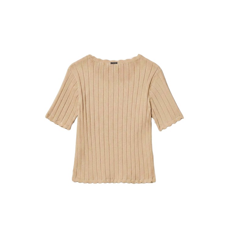 TWIN-SET T-shirt beige a costine bambina