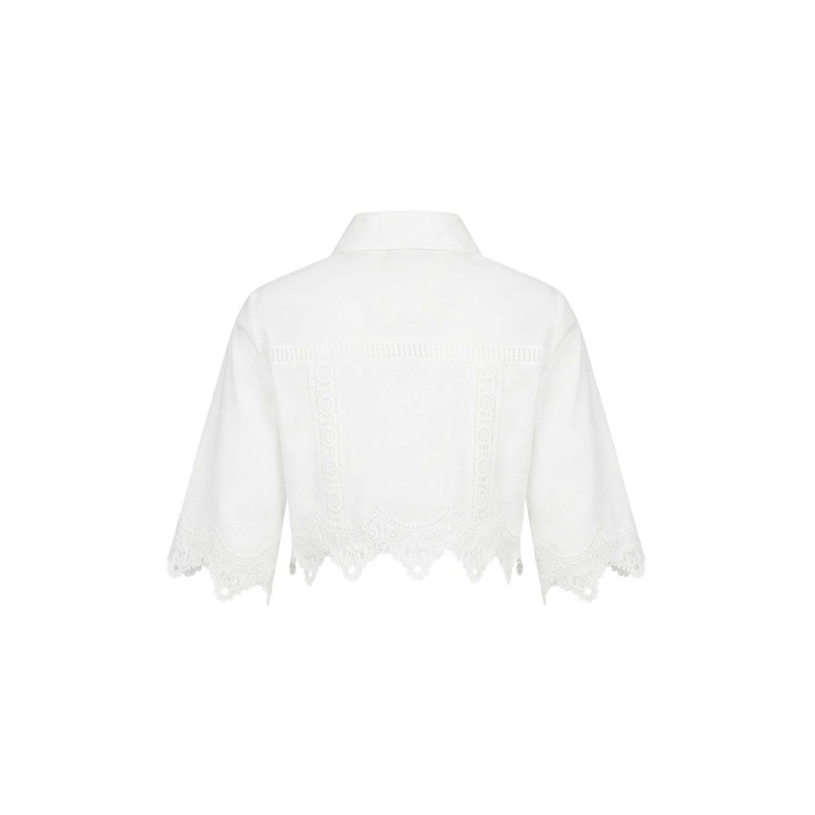 TWIN-SET Camicia bianca cropped macramè bambina