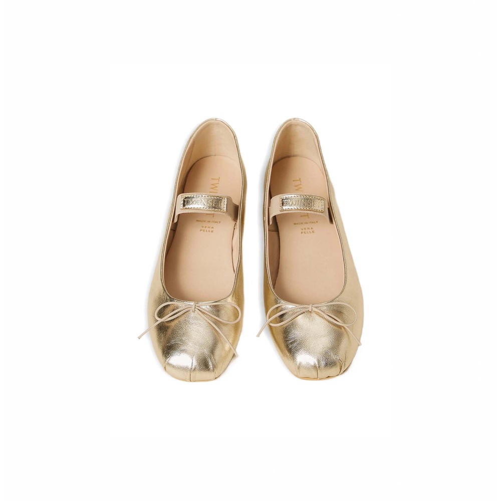 TWIN-SET Ballerine dorate...