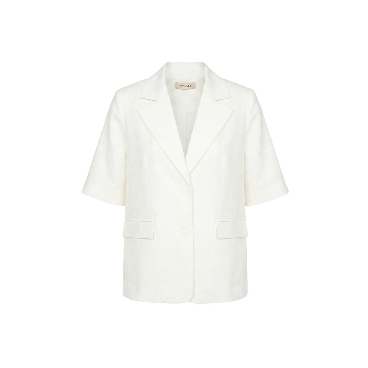 TWIN-SET Blazer bianco in lino bambina