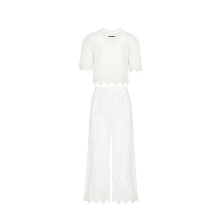 TWIN-SET Completo bianco macramè bambina