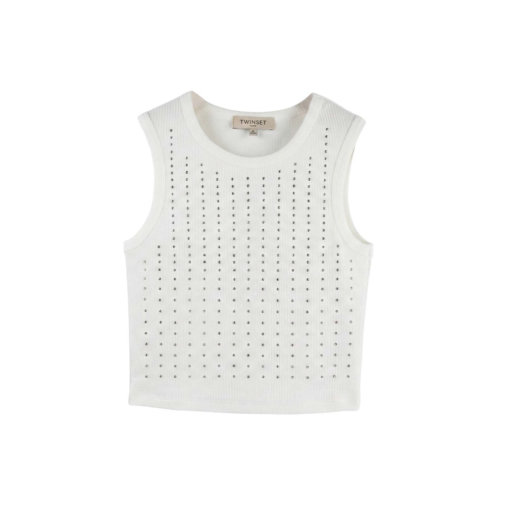 TWIN-SET Top bianco a...