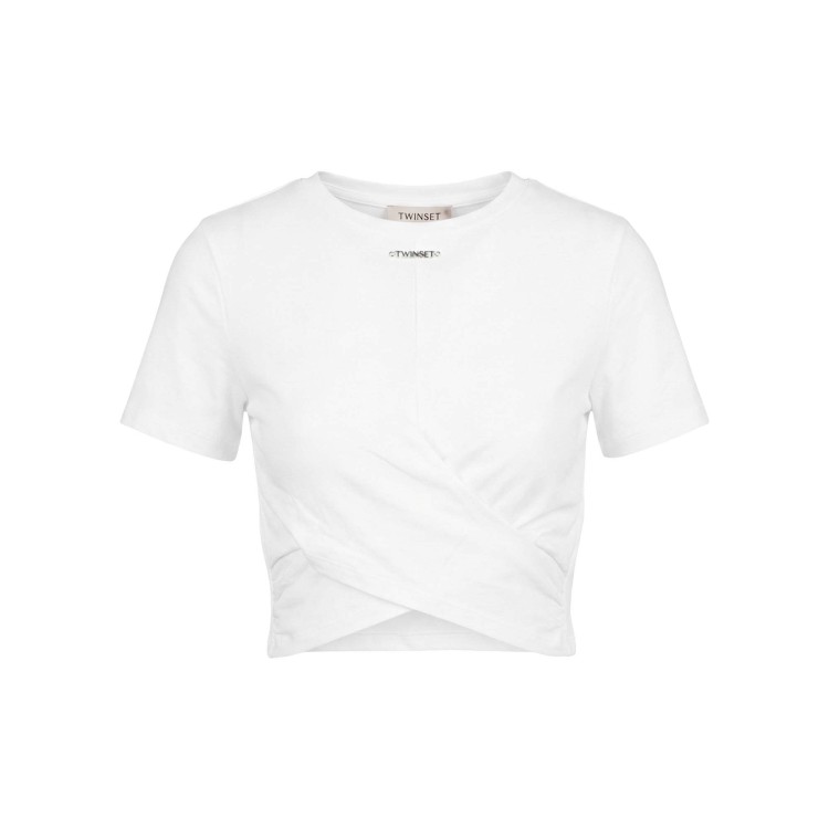 TWIN-SET T-shirt bianca con intreccio bambina