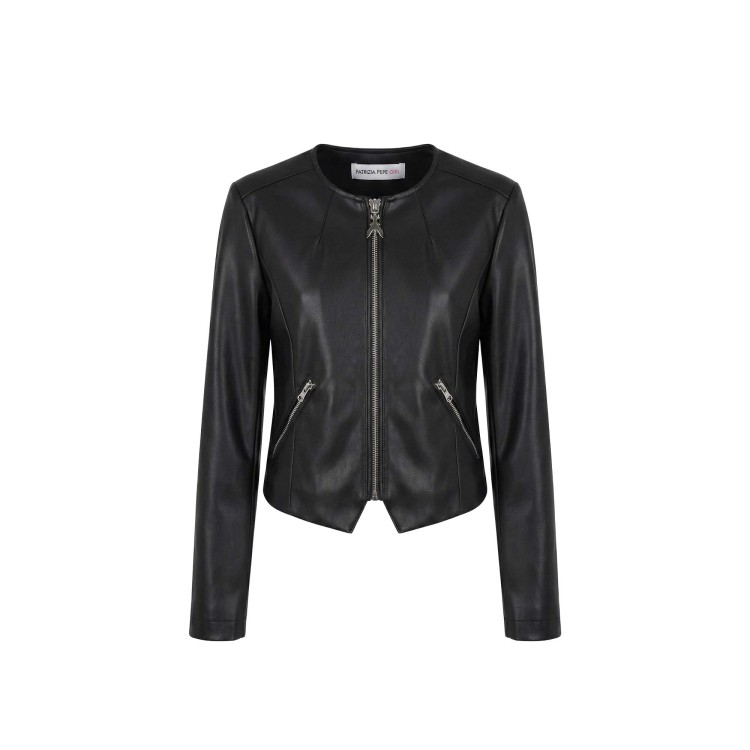 PATRIZIA PEPE Giacca nera effetto pelle bambina