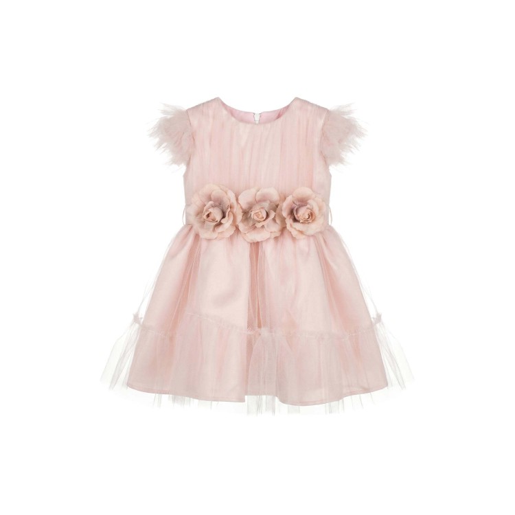GASTONE Abitino rosa volant con fiori neonata
