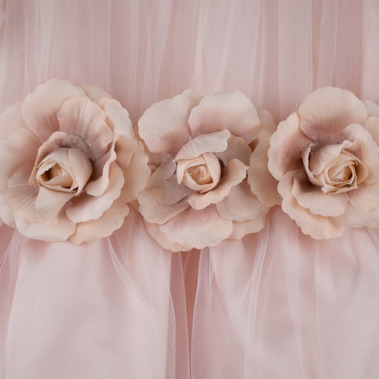 GASTONE Abitino rosa volant con fiori neonata