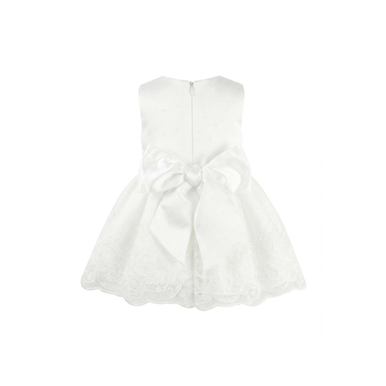 GASTONE Abitino bianco con fiori e ricami neonata