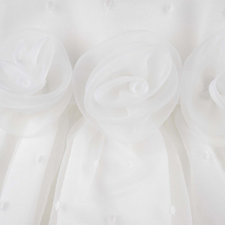 GASTONE Abitino bianco con fiori e ricami neonata