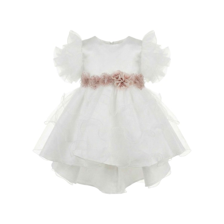GASTONE Abitino bianco con fiori glitter neonata