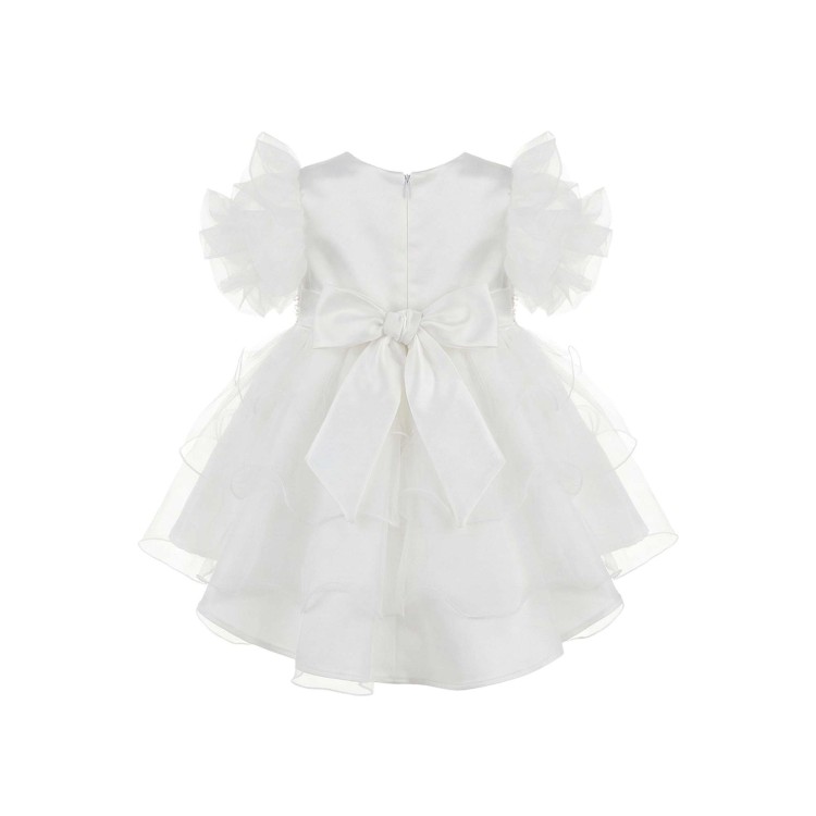 BUFI Abitino bianco con fiori glitter neonata