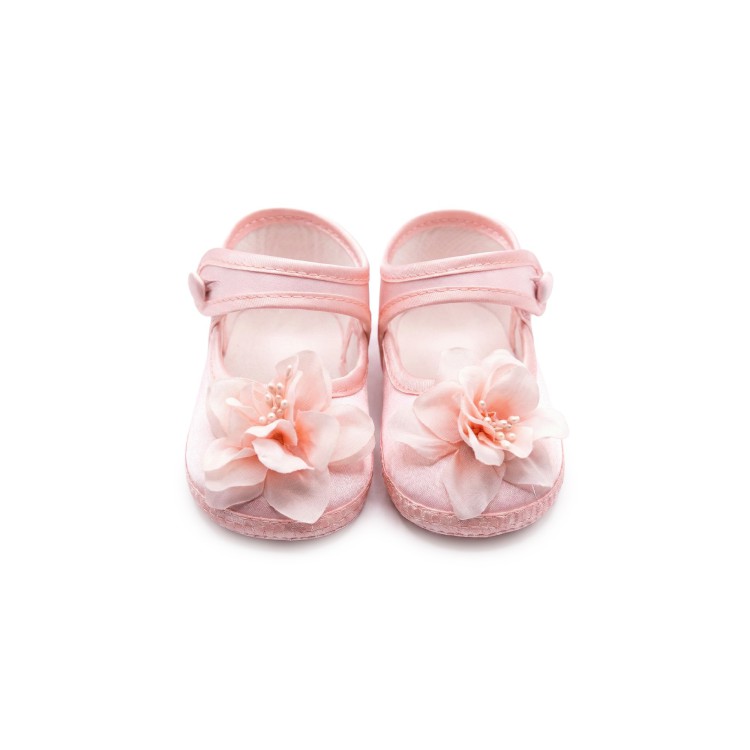 BUFI Scarpine rosa con fiore neonata
