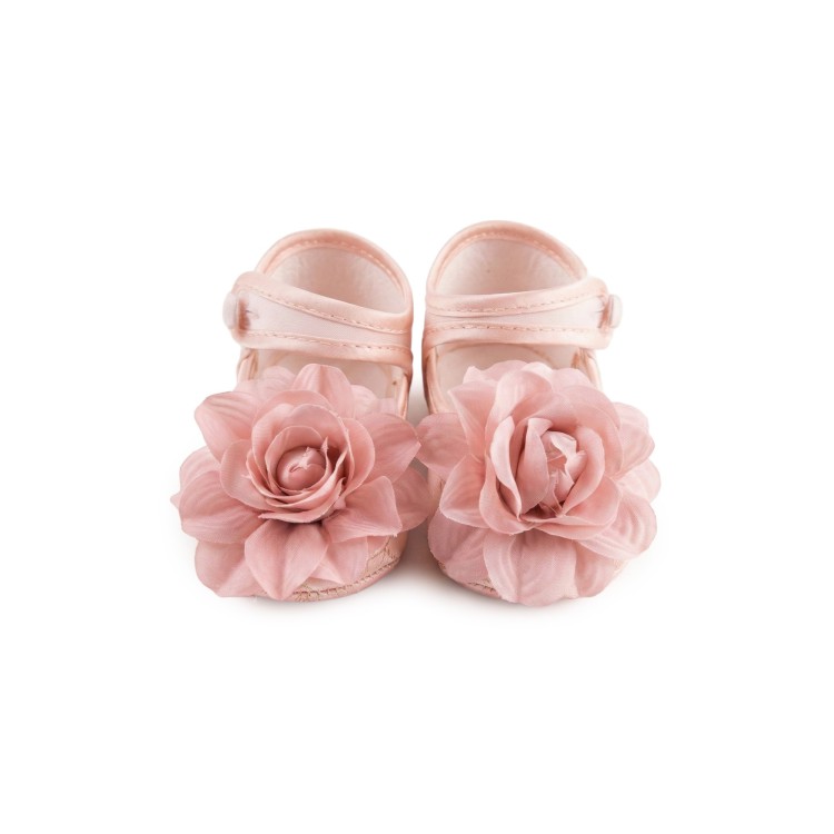 BUFI Scarpine rosa con fiore neonata