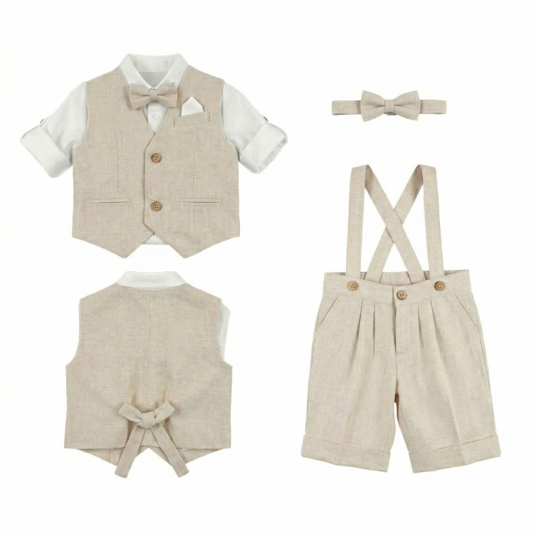 GASTONE Completo 4 pezzi beige neonato