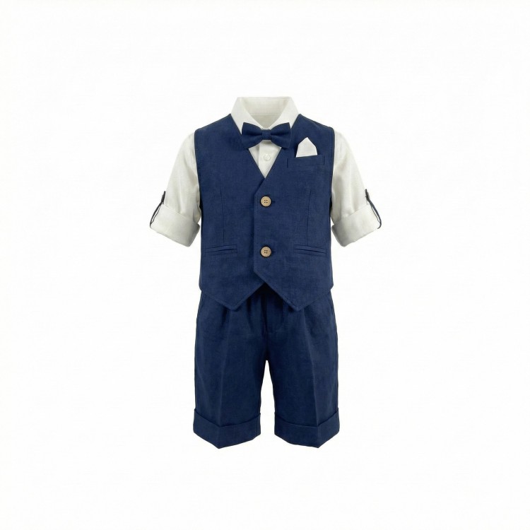 BUFI Completo 4 pezzi blu navy neonato
