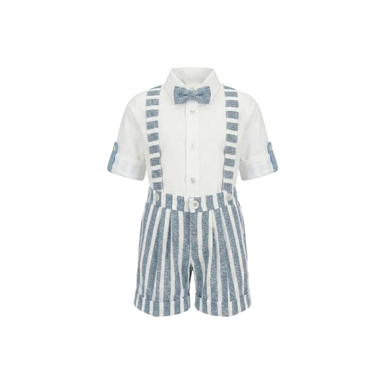 BUFI Completo 2 pezzi celeste a righe neonato