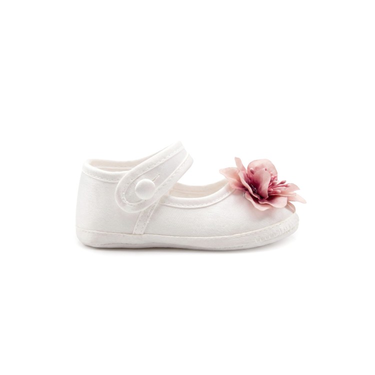 BUFI Scarpine bianche con fiore neonata