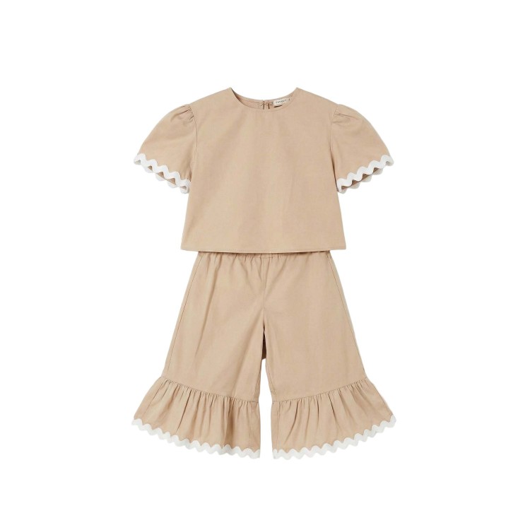 TWIN-SET Completo beige t-shirt e pantalone bambina