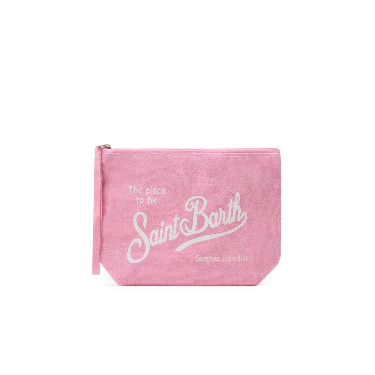 SAINT BARTH Pochette rosa in lino bambina