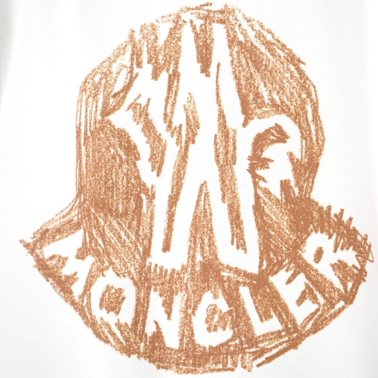 MONCLER T-shirt bianca con logo stampato bambini