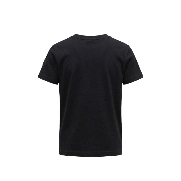 MONCLER T-shirt nera con logo stampato bambini
