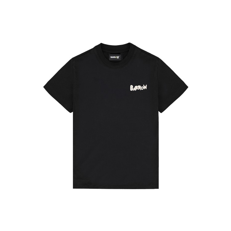 BARROW T-shirt nera con stampa smile e logo bambini