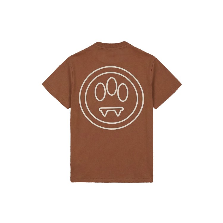 BARROW T-shirt cioccolato con stampa smile e logo bambini
