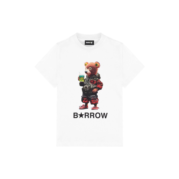 BARROW T-shirt bianca con stampa Barrow Bear bambini
