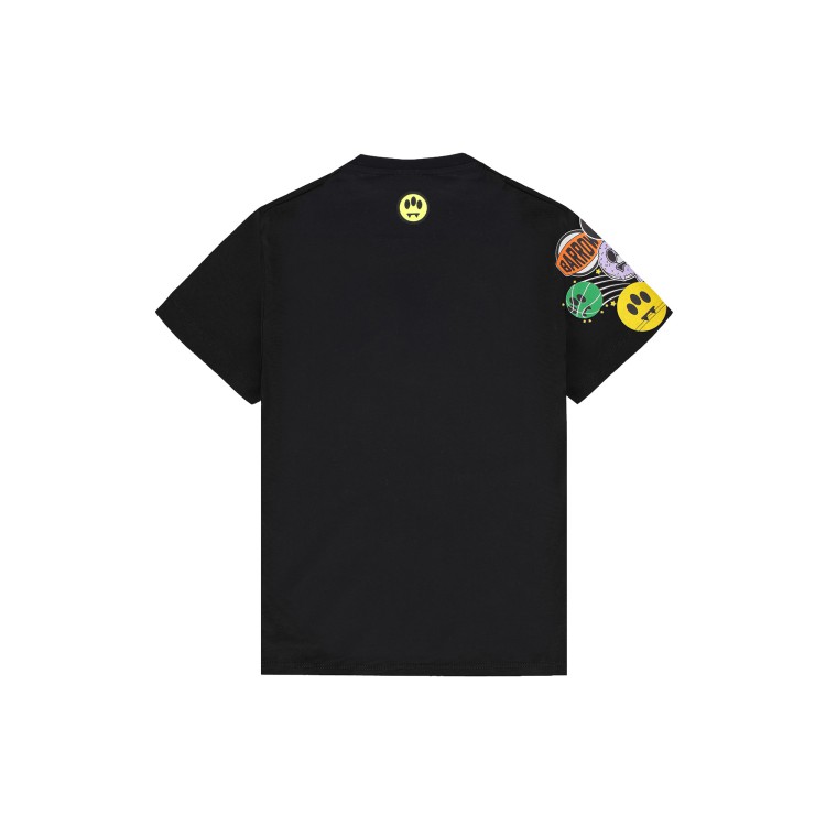 BARROW T-shirt nera stampa patch multicolore bambini