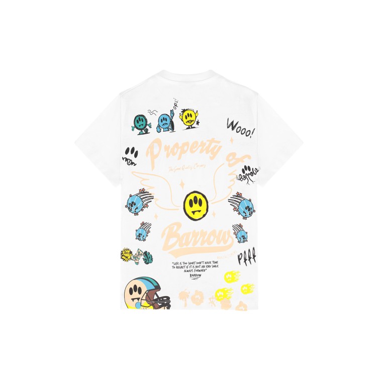BARROW T-shirt bianca stampa multicolore bambini