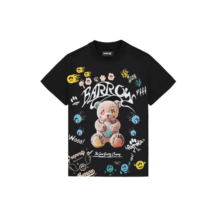BARROW T-shirt nera stampa multicolore bambini