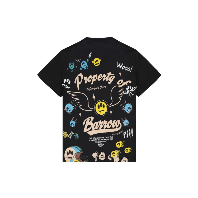 BARROW T-shirt nera stampa multicolore bambini