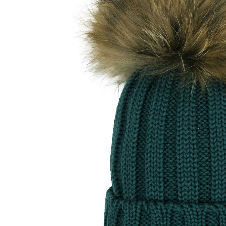 CATYA Cappello lana pon pon verde bambino