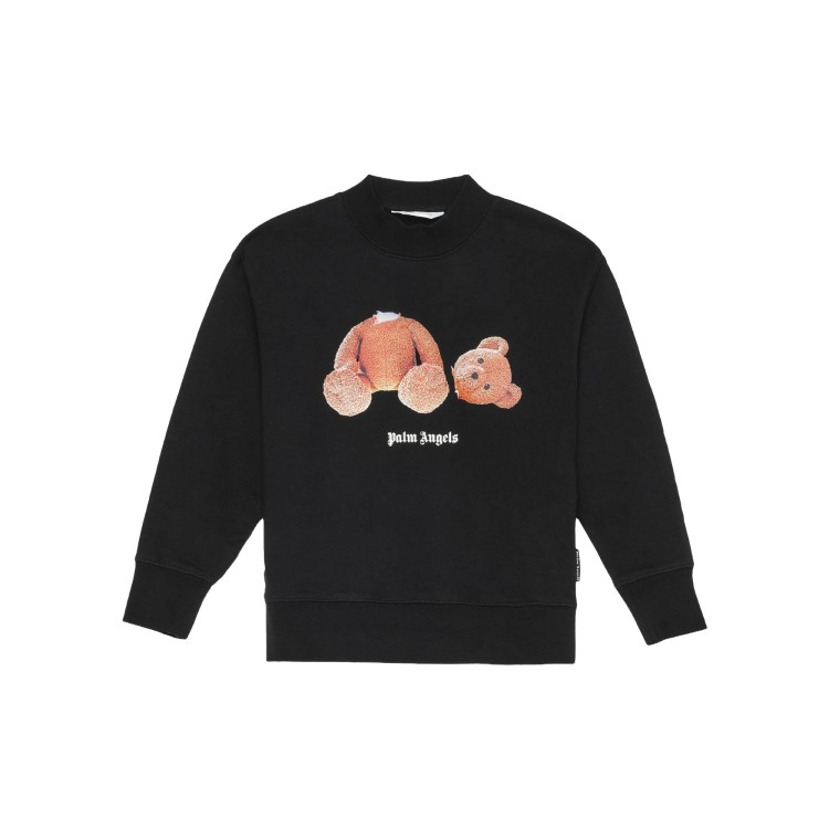 PALM ANGELS Felpa nera con stampa Bear bambino
