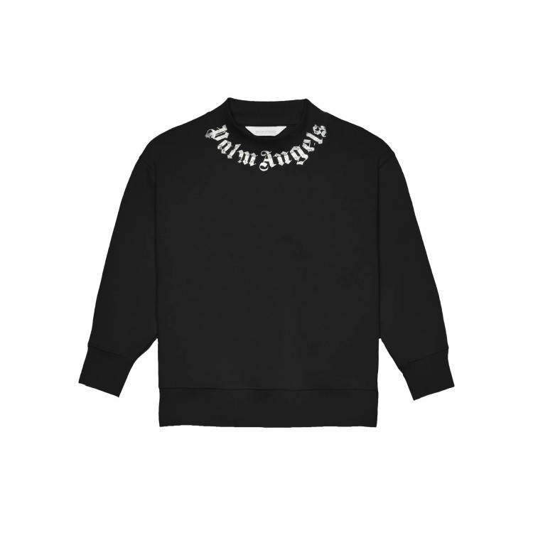 PALM ANGELS Felpa nera con logo sul collo bambino