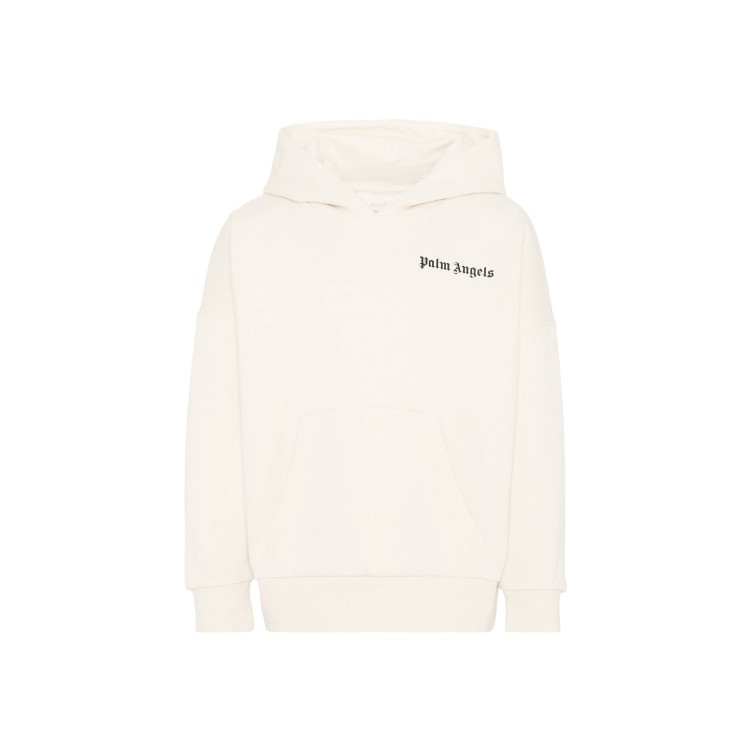 PALM ANGELS Felpa panna con cappuccio e logo bambino