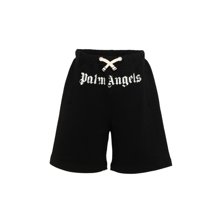 PALM ANGELS Shorts neri sportivi con logo bambino