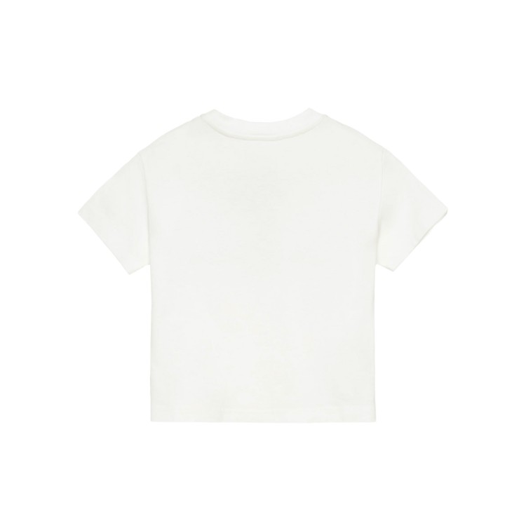 PALM ANGELS T-shirt panna con logo effetto spray bambino