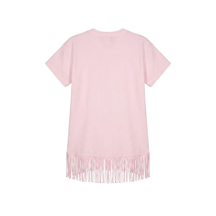SAINT BARTH Abito rosa con frange e perline bambina