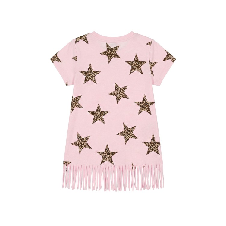 SAINT BARTH Abito rosa con frange e stelle bambina