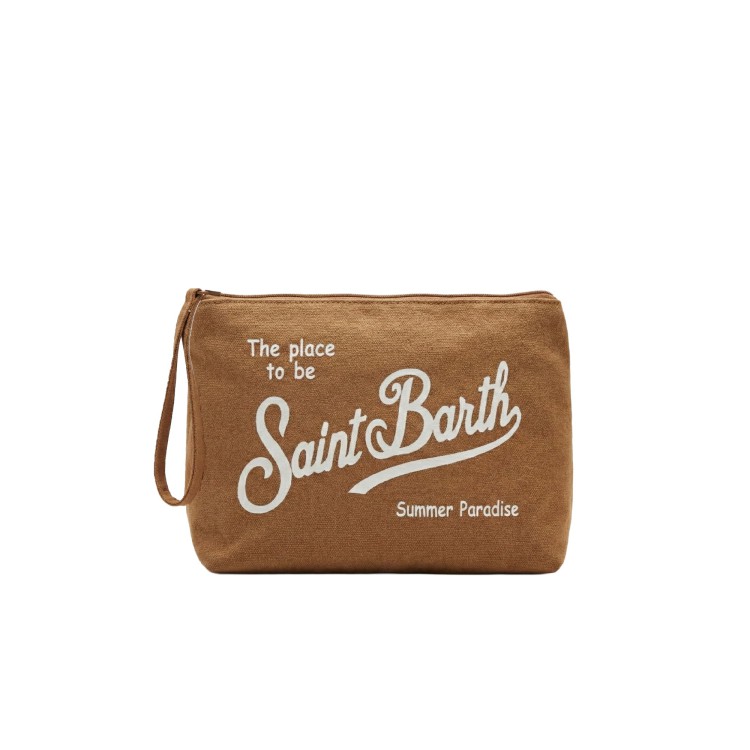 SAINT BARTH Pochette marrone in lino bambina
