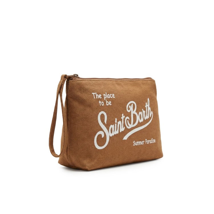 SAINT BARTH Pochette marrone in lino bambina