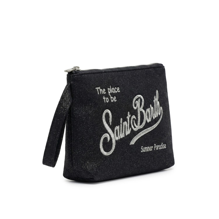 SAINT BARTH Pochette grande nera lurex bambina
