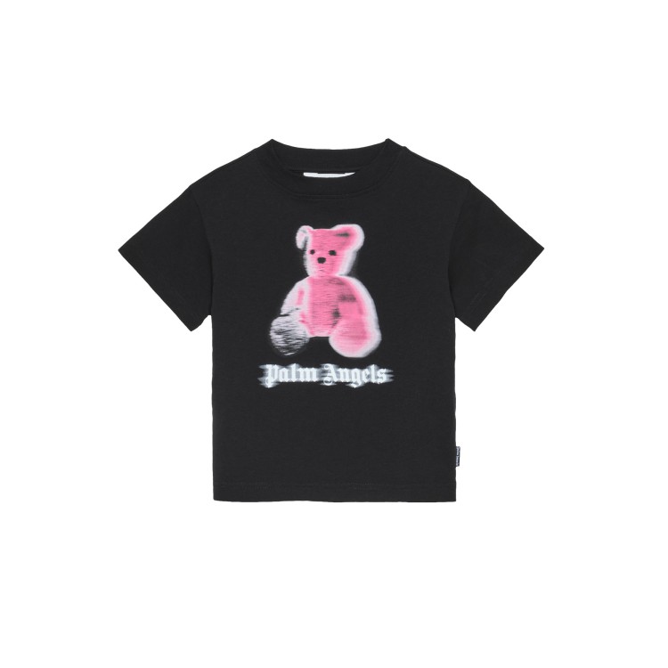 PALM ANGELS T-shirt nera con stampa Bear bambini