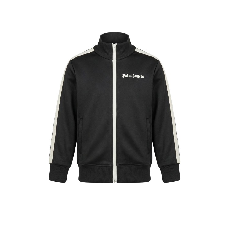 PALM ANGELS Felpa nera full-zip con logo bambino