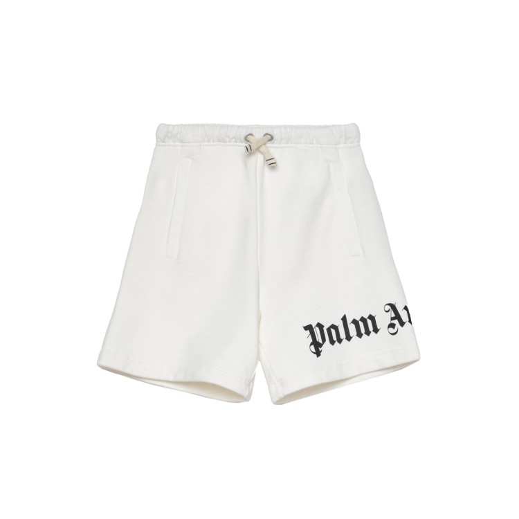 PALM ANGELS Shorts bianchi sportivi con logo bambino