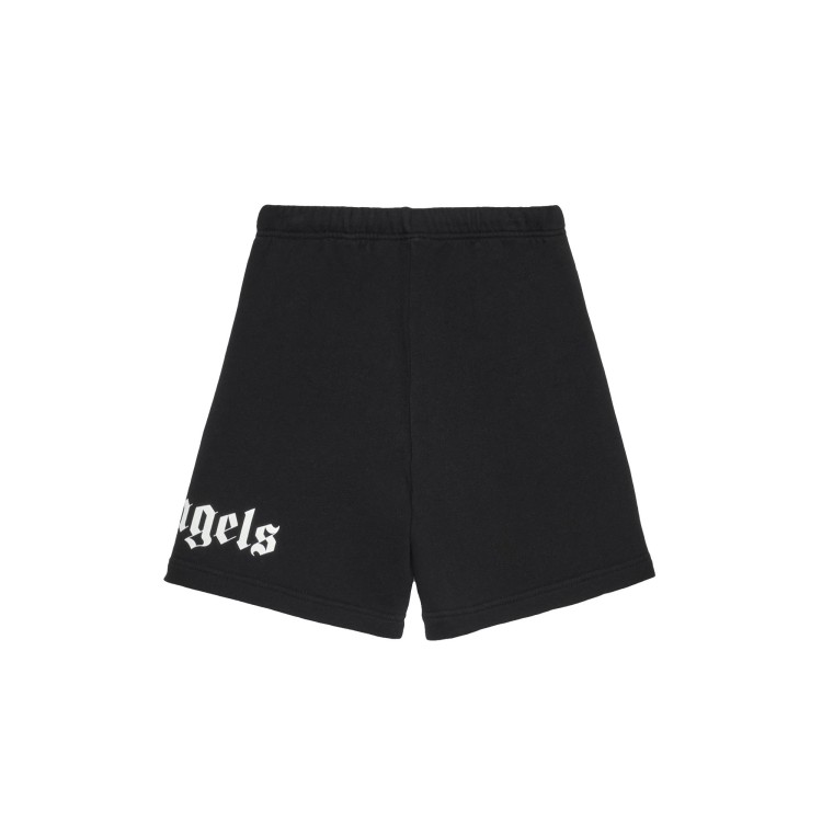 PALM ANGELS Shorts neri sportivi con logo bambino