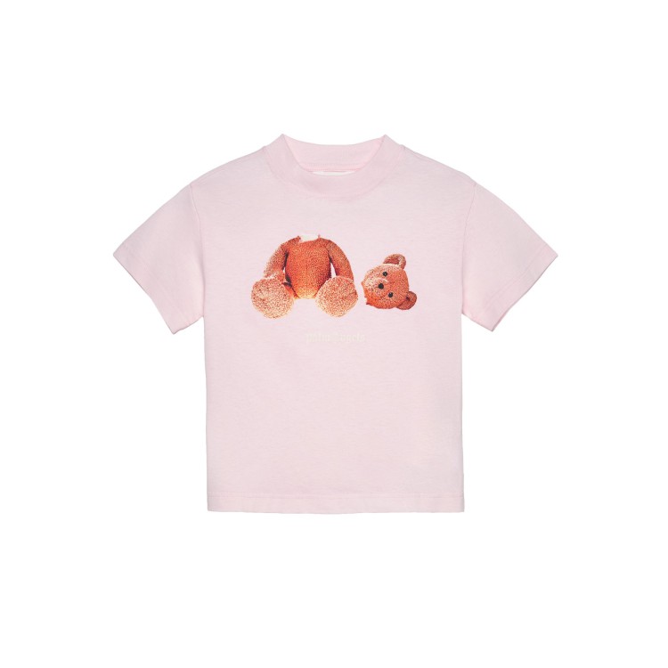 PALM ANGELS T-shirt rosa con stampa Bear bambina