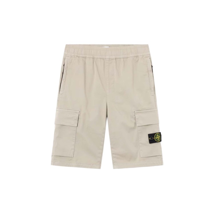 STONE ISLAND Shorts grigio perla in cotone bambini