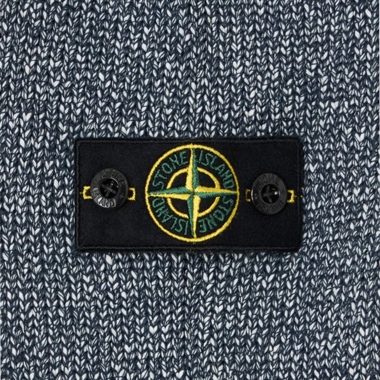 STONE ISLAND Maglia blu navy a costine girocollo bambini